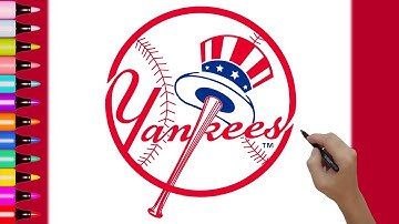 HOW TO DRAW NEW YORK YANKEES LOGO! Drawing Baseball Team MLB Logo Easy Step by Step