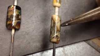 Lampwork Tutorial Results of Silver Leaf On DEMO BEADS