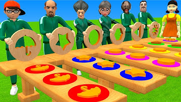 Scary Teacher 3D vs Squid Game Put in Key Dalgona Candy Shapes Challenge Who