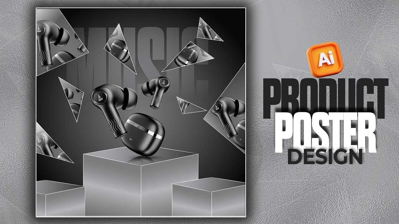 Illustrator CC Tutorial | Graphic Design | Product Poster Design for beginners ⚡. 