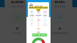 Hindi mini mock score rwa ✅#sscgd2026 #sscgdfinalresult #sscgd2025 #ssc