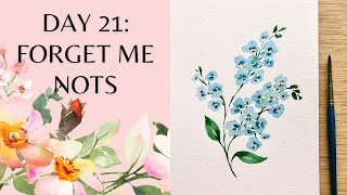 Day 21 - watercolor forget me nots
