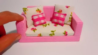 How To Make DIY Miniature Cardboard Sofa | Barbie Koltuk Yapımı | Chelsea Miniature  Sofa |