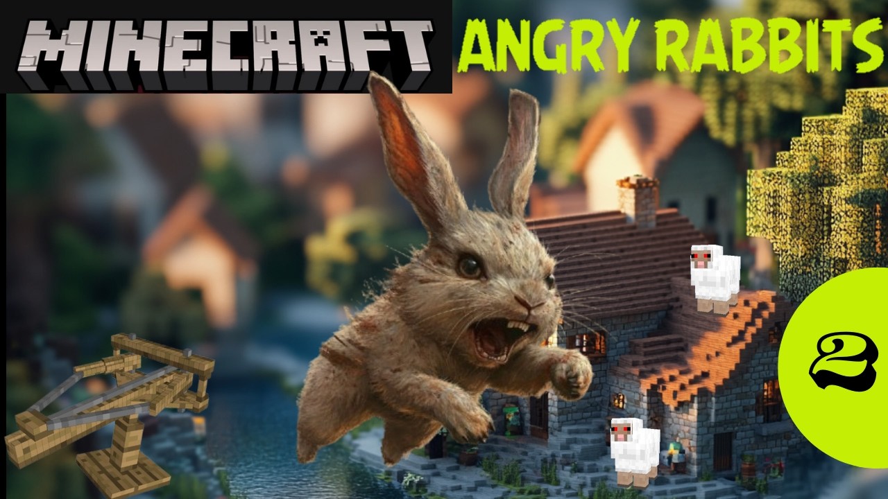 Angry Birds in Minecraft Part 2: Rabbit Catapult Chaos - YouTube
