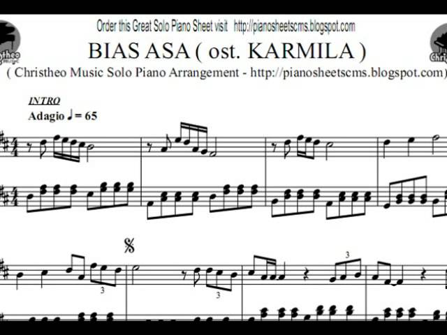 BIAS ASA ( Ost. Karmila ) - Paramitha Rusady, Solo Piano Sheet by Christheo Music class=