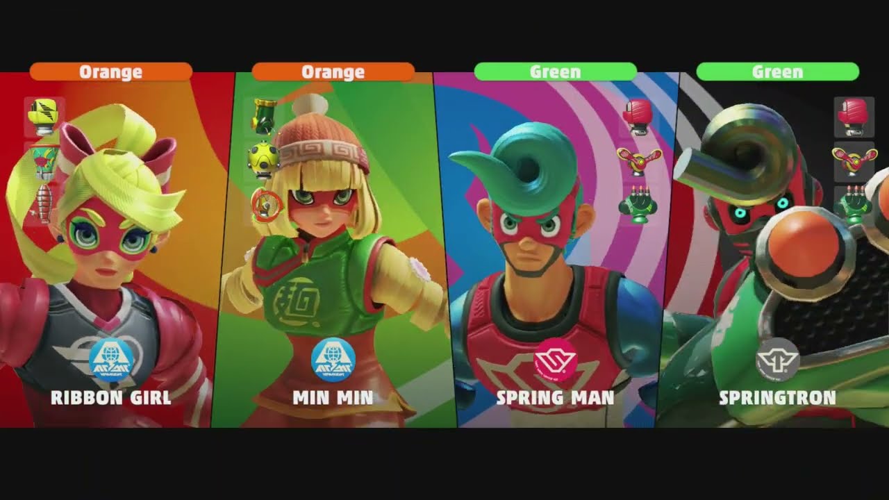 ARMS Ribbon Girl and Min Min vs Spring Man and Springtron Gameplay HD - Fun Game for Kids