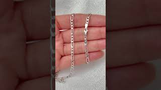 Figaro Chain 14K White Gold 2.5-3.5mm Men Women Hollow Necklace Chain 16"-24"