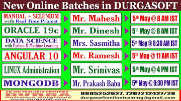 New Batches in Online Training @ DURGASOFT