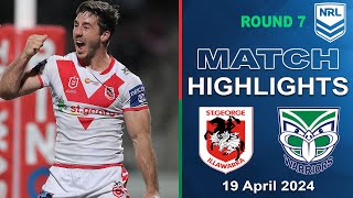 NRL 2024 | St. George Illawarra Dragons vs New Zealand Warriors | Match Highlights