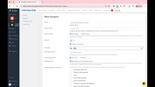Membership Coupon Code Settings