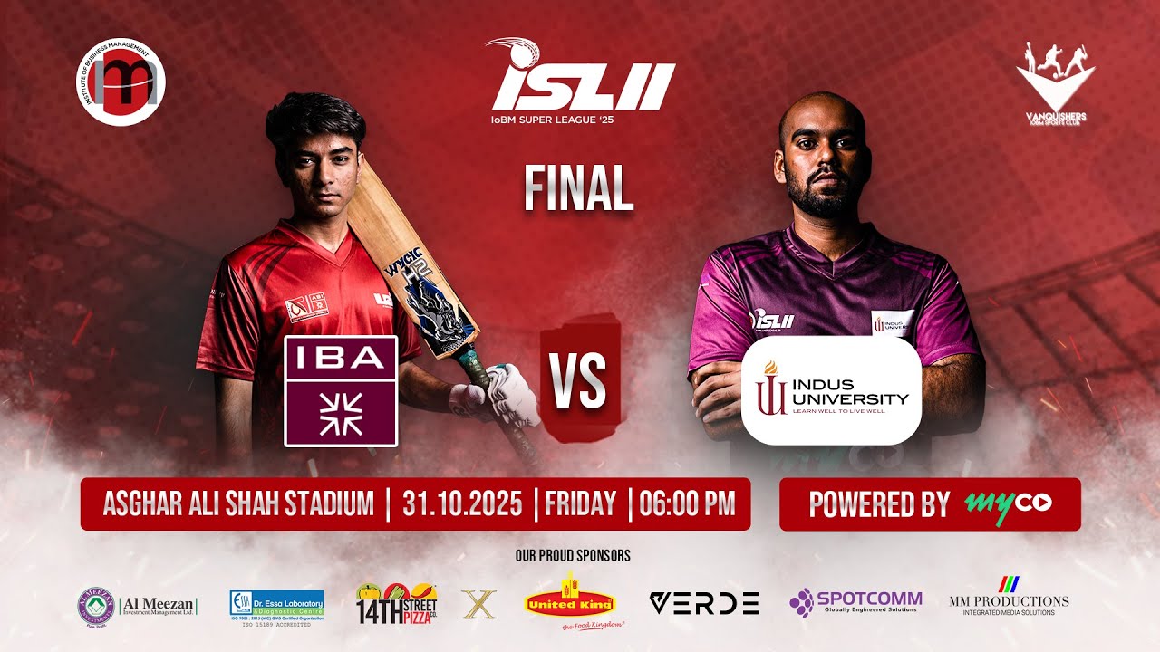 Indus vs IBA | IoBM Super League 2025 | Live Cricket Match | Final | Watch Now on myco