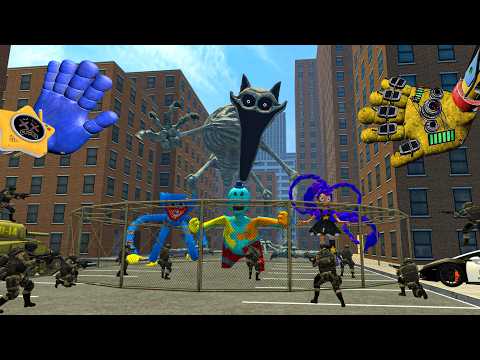 ESCAPING THE CITY HAUNTED WHILE GIANT HUGGY WUGGY AND HIS MONSTER ARMY HUNT ME! | Garry's Mod