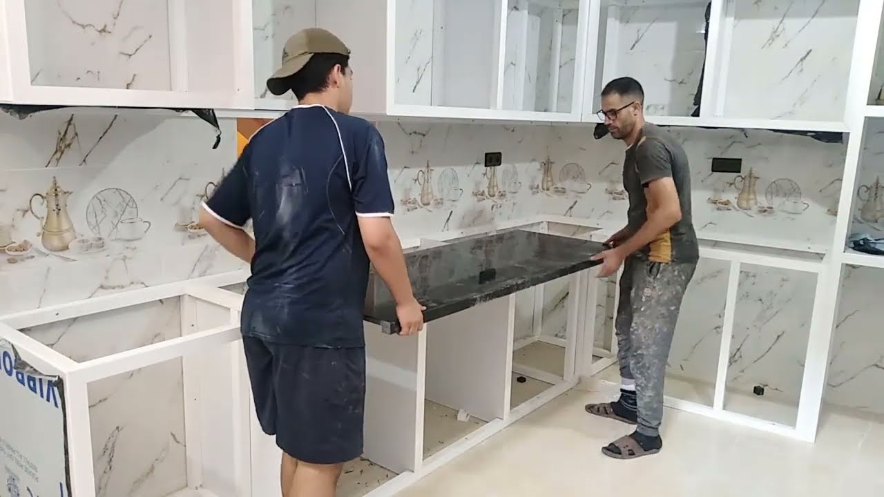 تركيب رخام كلاكسي على الكادر الالمنيوم