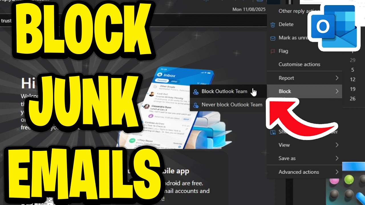 How To Block Junk Emails On Outlook - YouTube
