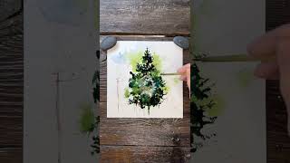 Christmas Tree Watercolor #tutorial #artclasses #watercolor #shorts @pamelaharnoisart