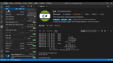 Visual Studio code c#설치 방법 (.NET Framework사용) HelloWorld출력