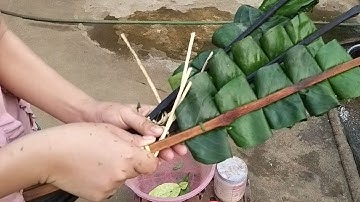 Rêu đá cuốn lá bưởi nướng đăc sản tây bắc. Ẩm Thực Dân Tộc Thái