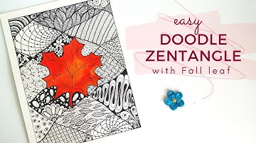 Easy doodle patterns for beginners | Zentangle  art | doodle art | maple leaf doodle with watercolor