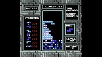 NES Tetris no rotation first ever B-type 0-2 clear