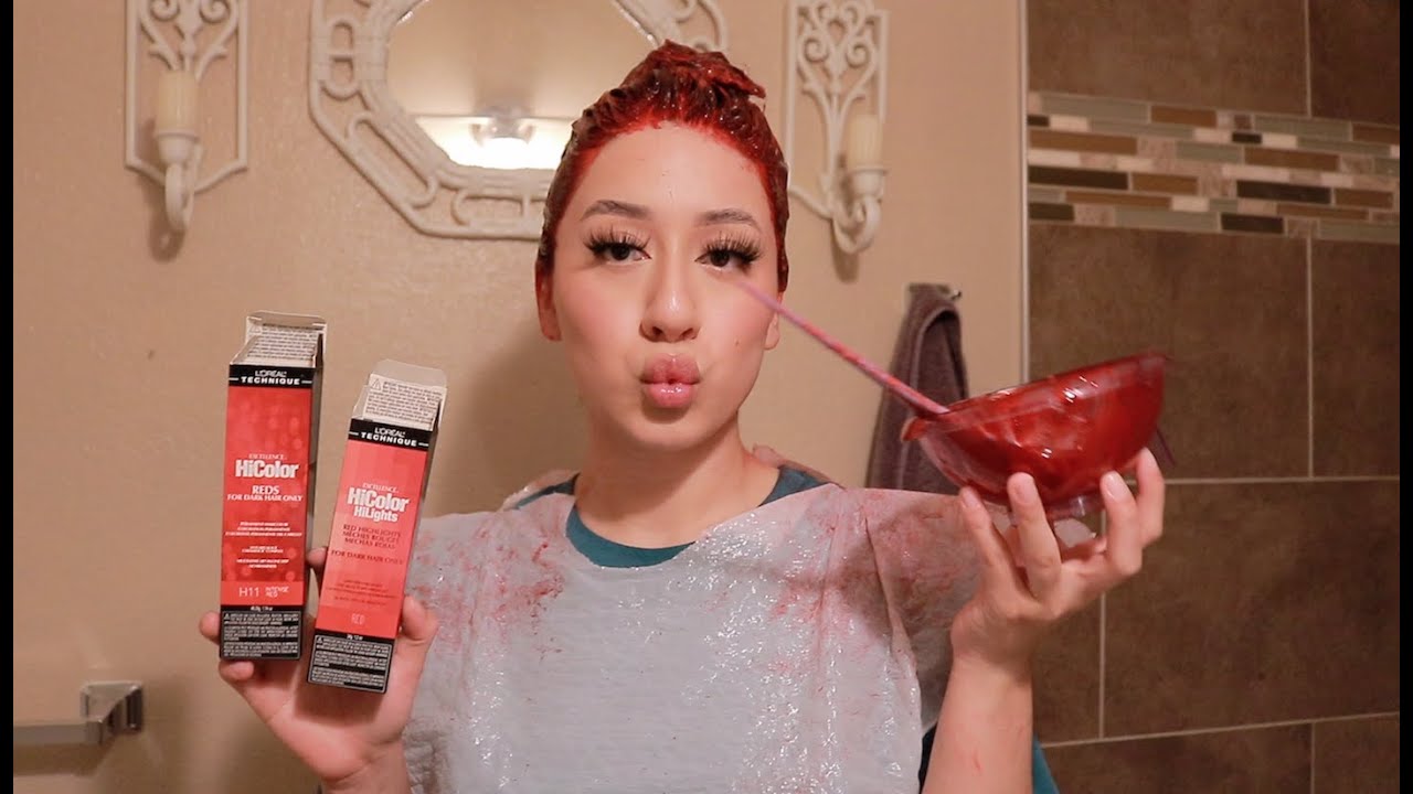 Dying My Hair Red (no bleach) | L'Oreal Hicolor 