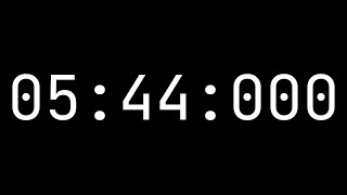 Countdown timer 5 minutes, 44 seconds [05:44:000] - White on black with milliseconds
