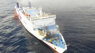 Passenger Ferry Catches Fire, Runs Aground