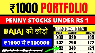 1000 Penny Stock Portfolio  Penny Stocks Under Rs 1  Best Penny Stocks List In India 2021