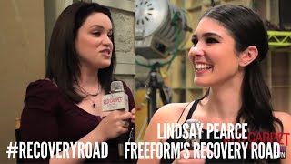 On the "Recovery Road" set with Lindsay Pearce Talking about the New Series #Freeform #RecoveryRoad Content