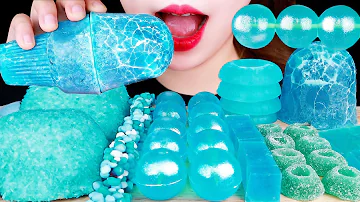 ASMR JEWELRY CANDY, ICE, JELLY, SNOBALLS MARSHMALLOW CAKE 하늘색 디저트 먹방 EATING SOUNDS MUKBANG 咀嚼音