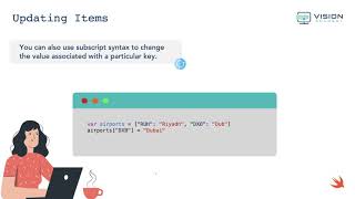 CH10-3-Dictionary: Accessing and Modifying Dictionary| تطوير التطبيقات| لغة سوفت | Swift Programming screenshot 2