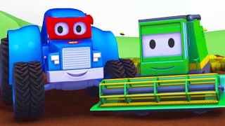 Carl the Super Truck and the Harvester in Car City | Cars \& Trucks construction cartoon for children