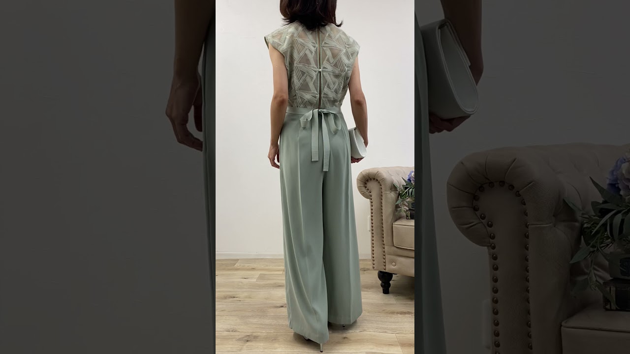 LADYトライアングルパターンパンツドレス ミントグリーンのトライアングルパターンパンツドレス[M] LAGUNAMOONの