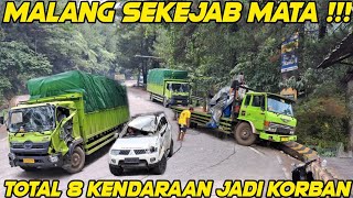 Malang Sekejab Mata‼️ Mobil Pajero Ringsek Parah, Total 8 Unit Kendaraan Jadi Korban Sitinjau Lauik