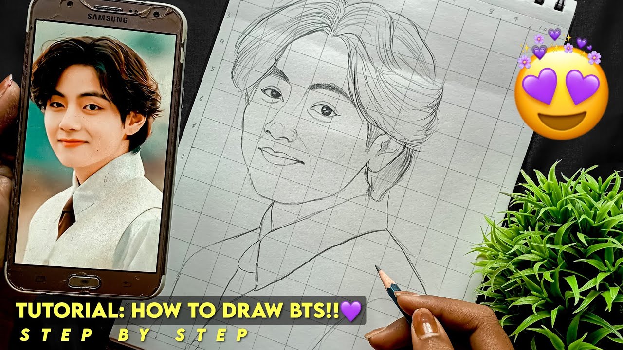 How to draw BTS V😍💜|Kim Taehyung drawing easy |The Arts Cafe - YouTube