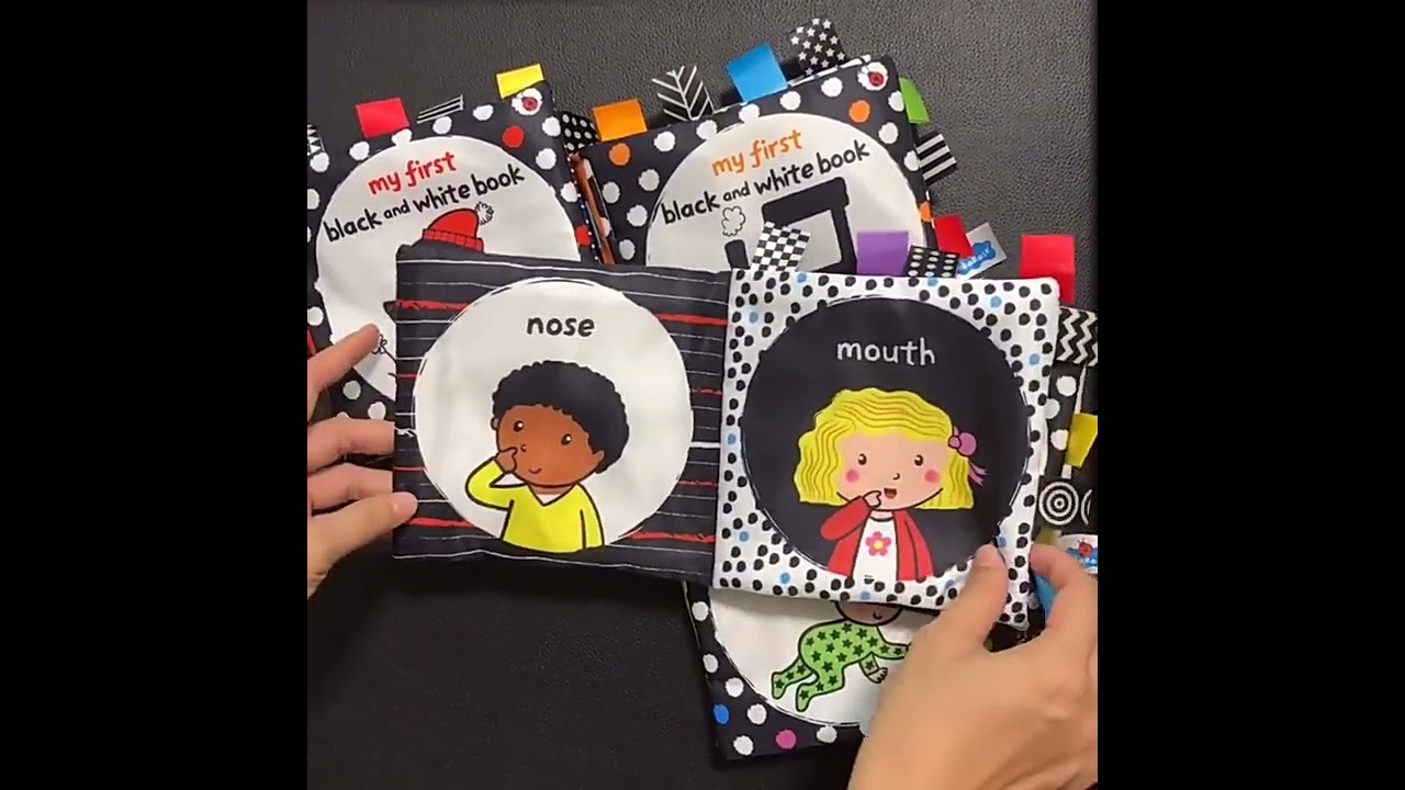 Educational Baby Book Toys Montessori Black White Baby Cloth Book Sensory Book Infant Toys Developme
