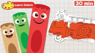 Learn Colors for Babies w Color Crew | First words for kids | Coloring Toys & Fruits for Babies