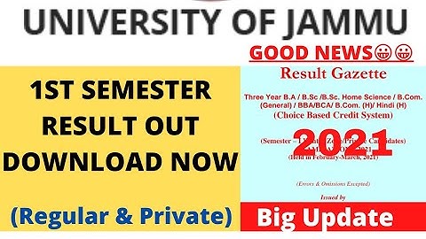 Jammu University 1st Sem Result Out | 1st Semester Regular & Private Result out jammu university |