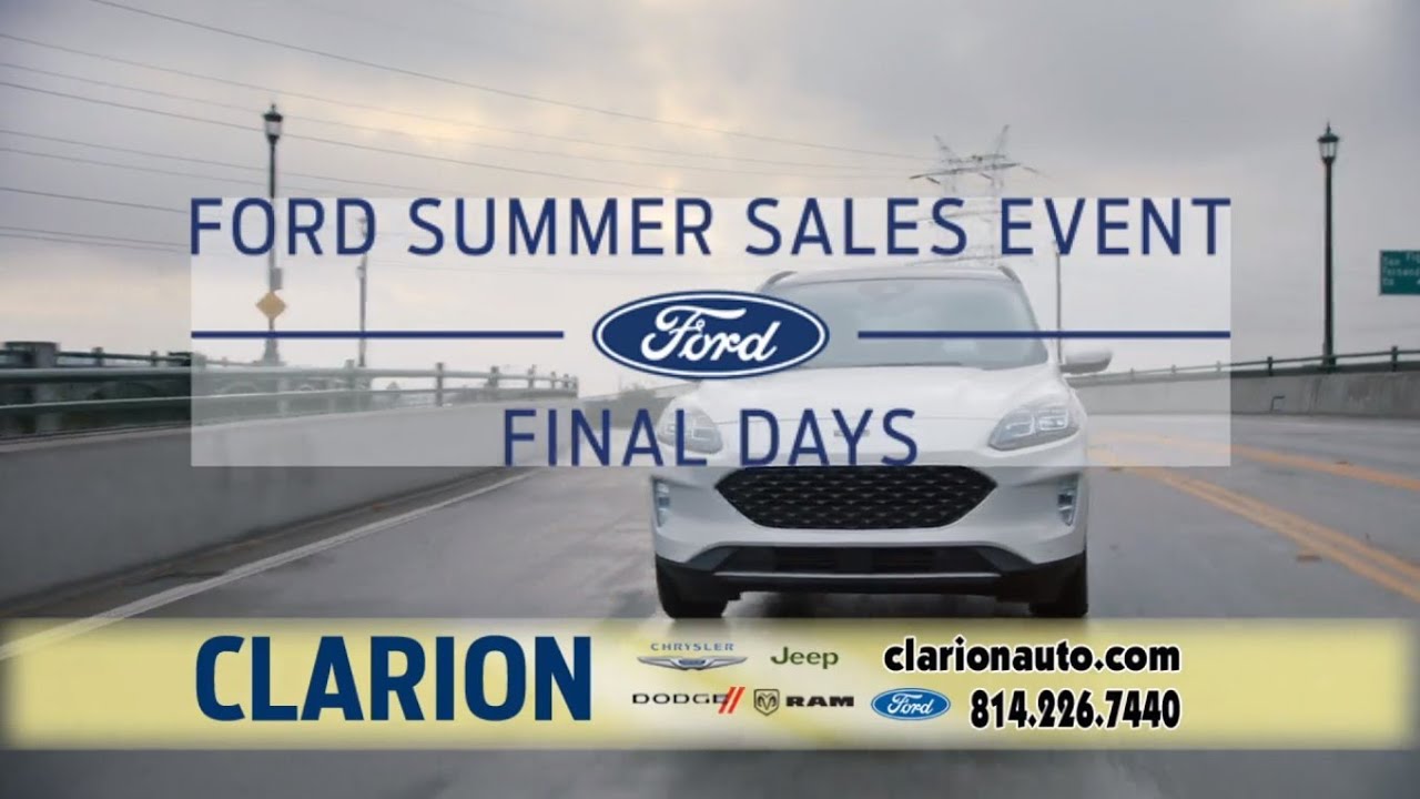 The Ford Summer Sales Event Is Winding Down at Clarion Ford YouTube