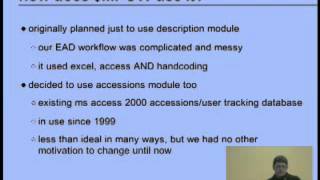 Code4Lib 2008 Lightning Talk: archivists' toolkit - mark matienzo