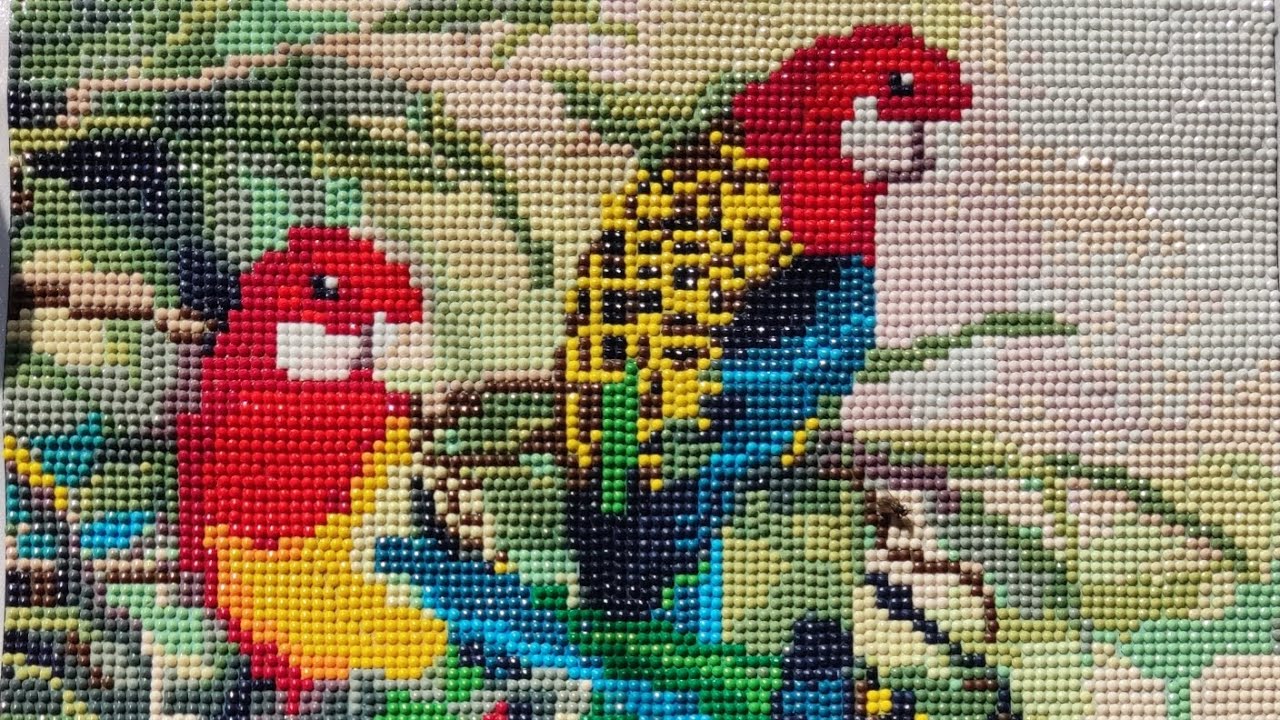 Diamond painting Red parrots