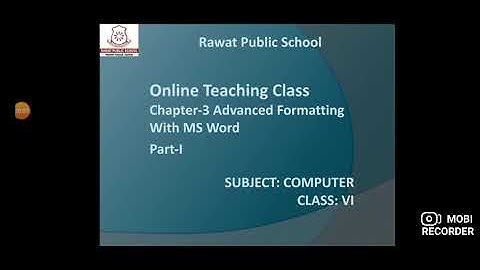 Computer I Class 6 I Ch-3 Advanced Formatting With MS Word I Part 1