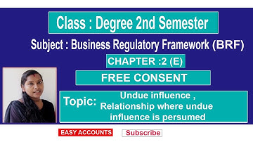 Degree 2nd Sem | Business Regulatory Framework | Chapter 2(E) | FREE CONSENT | Easy Accounts