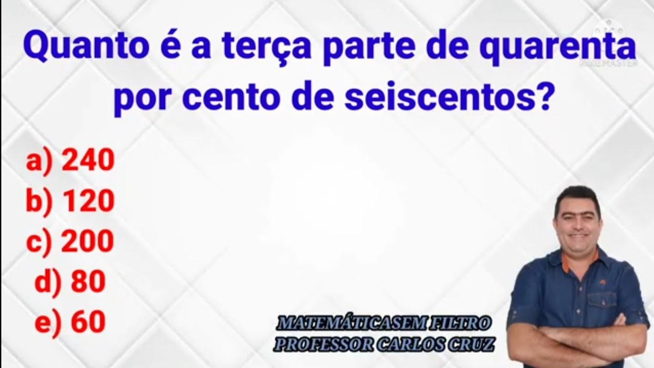 Como encontrar a terça parte de uma porcentagem? - YouTube