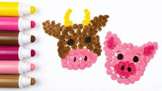 3 Animals to Draw with Dot Markers! 🐷🐮🦁
