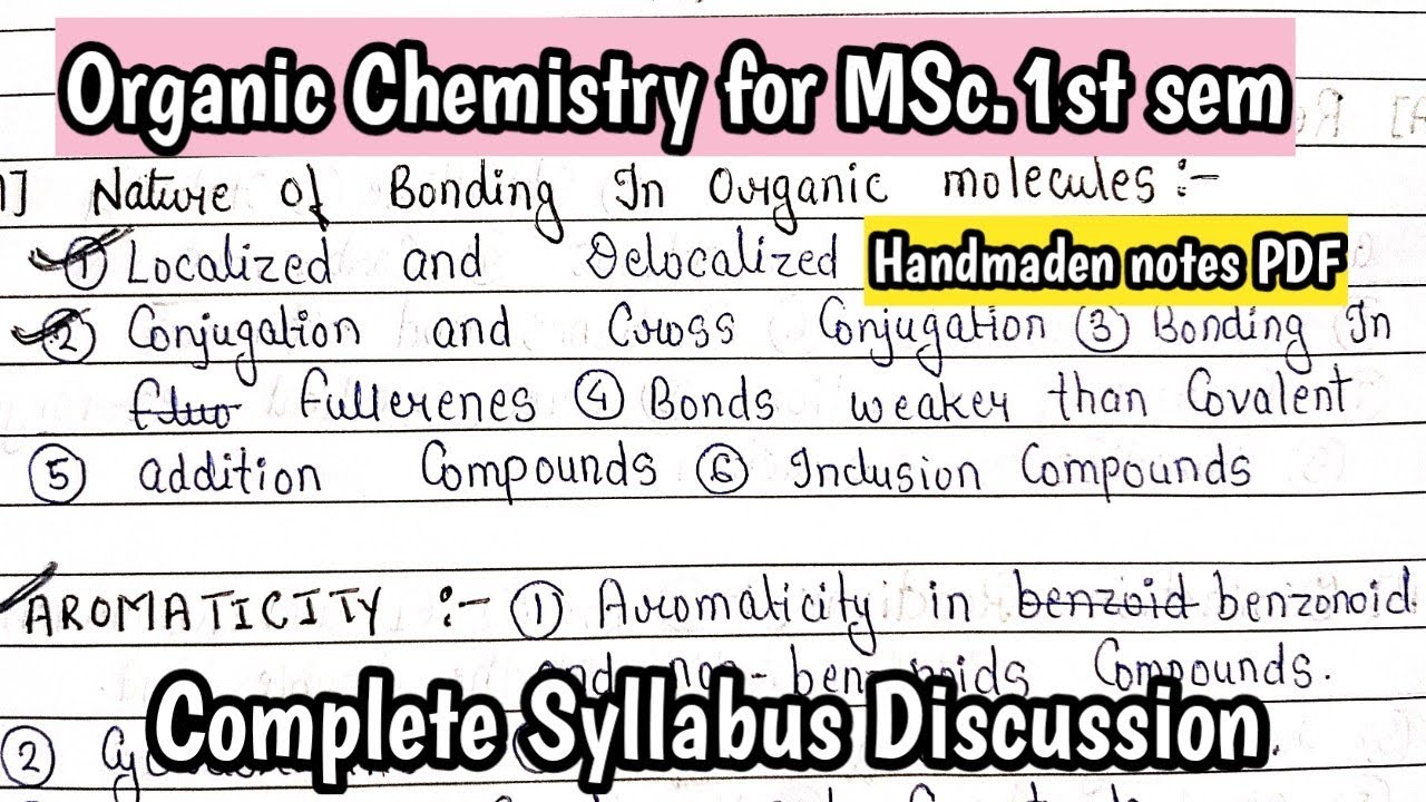 msc organic chemistry project topics