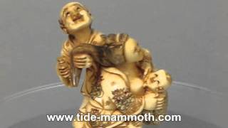 mammoth ivory figurine netsuke Japanese Family H1582.wmv