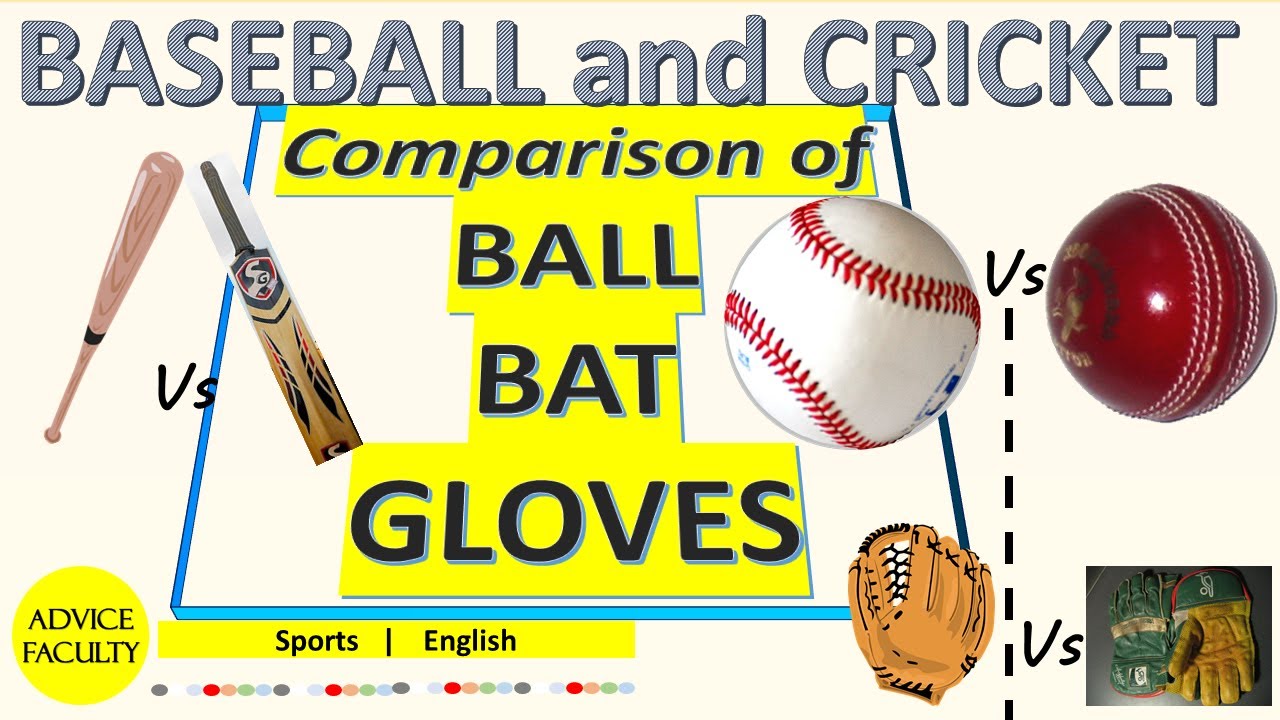 CRICKET vs BASEBALL's BALL, BAT & GLOVE-cricket bat vs baseball bat|Cricket  ball vs Baseball-Compare - YouTube