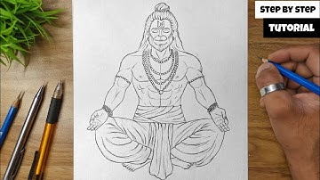 How To Draw Lord Hanuman Full Body Detail Step By Step Tutorial For Beginners @AjArts03