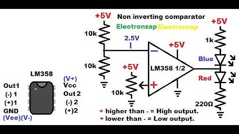 Operational amplifier non inverting comparator circuit made using electronics LM358 op amp schematic