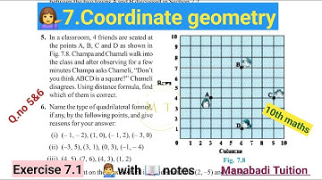 10th class math| Chapter 7|💁‍♂️ Coordinate Geometry |Exercise 7.1| Q no 5&6| CBSE|NCERT| with notes|